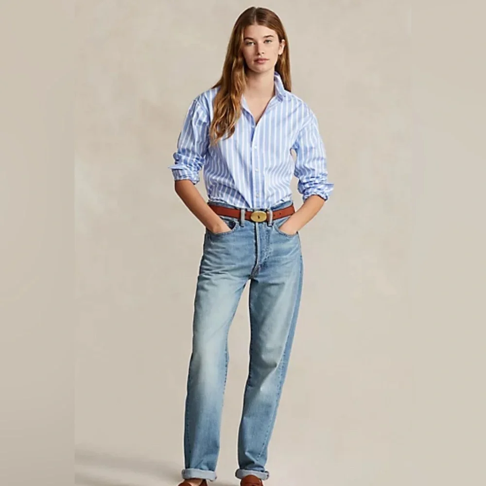 Polo Ralph Laurent Relaxed Fit Striped Cotton Shirt | Blue/White Stripe | size 8 - Picture 2 of 11